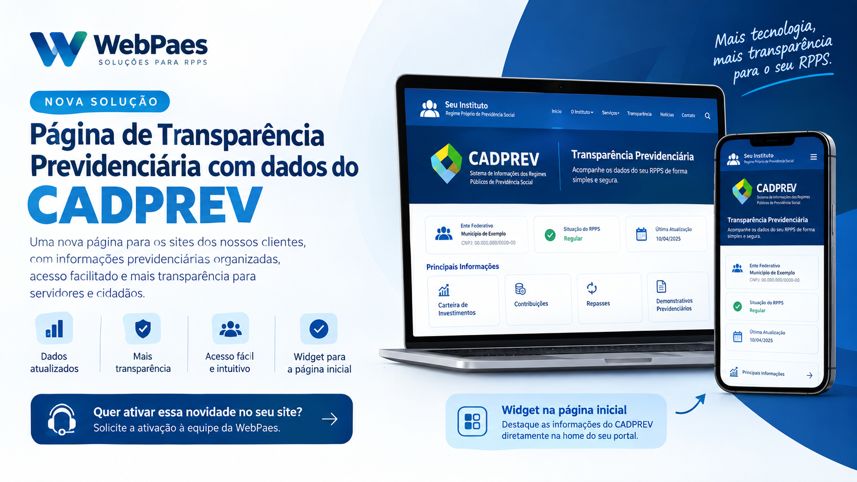 WebPaes lança nova página de Transparência Previdenciária com dados do CADPREV para seus clientes
